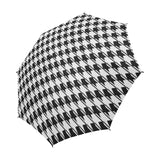 Black White Houndstooth Semi-Automatic Foldable Umbrella