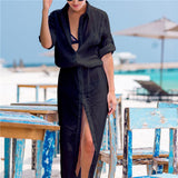 Women Swimwear Cover Up Solid Chiffon Walk On The Beach Wear