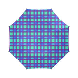 Bluish Plaid Semi-Automatic Foldable Umbrella (Model U05)