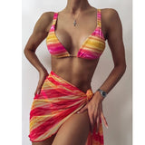 Women's Brazilian Cover Up Beach Dress Patterns 3-Piece Bikini Set