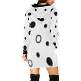 Black Polka Dots All Over Print Hoodie Mini Dress (Model H27)