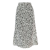 Women Leopard Wrap Print Chiffon Split Zipper Elegant Long Skirt