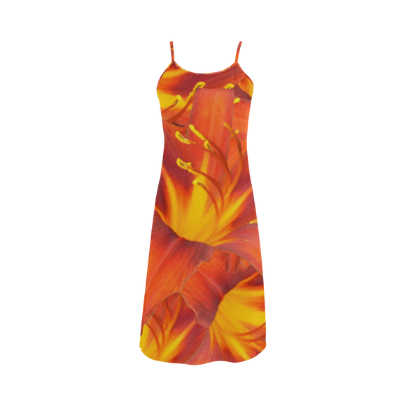 Orange Daylilies Alcestis Slip Dress (Model D05)