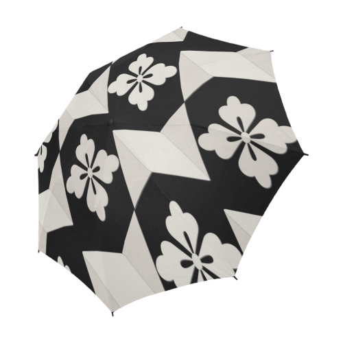 Black White Tiles Semi-Automatic Foldable Umbrella