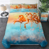 Flamingo Bedding Set Tropical Plant Quilt Cover King Size Bedclothes 3pcs