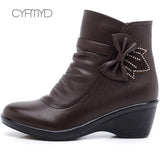 CYFMYD Butterfly-knot Ankle Booties Short Plush Women Fashion Zip Big Size