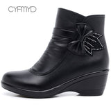 CYFMYD Butterfly-knot Ankle Booties Short Plush Women Fashion Zip Big Size