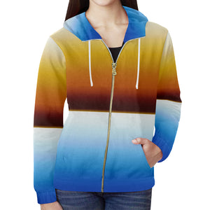 Browns into Blues All Over Print Full Zip Hoodie for Women (Model H14)