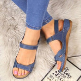 Women Sandals Soft Three Color Stitching Comfortable Flat Open Toe Shoes