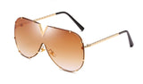 LEIDISEN Unisex One Piece Designer High Quality Oversized Metal UV400 Mirror Sunglasses