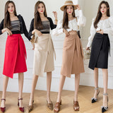 Women  High-Waist Asymmetrical Hip-Wrapped Nylon Cotton Skirt