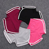 Women Solid Color White Side Stripe Workout Waistband Mini Skinny Shorts