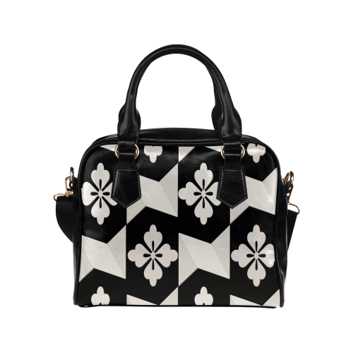 Black White Tiles Shoulder Handbag (Model 1634)