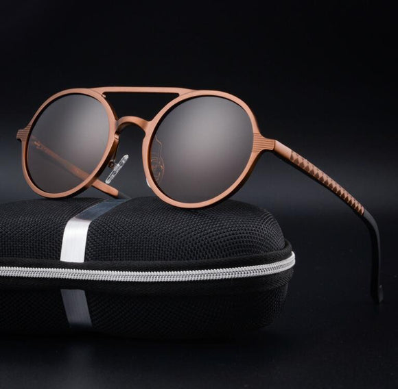 Retro Aluminum Magnesium Polarized Vintage Eyewear Driving Unisex Round Sunglasses