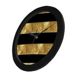 Black Gold Stripes Circular Plastic Wall clock