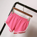 Women Solid Color White Side Stripe Workout Waistband Mini Skinny Shorts