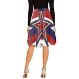 Tricolor Star Stripes Melete Pleated Midi Skirt (Model D15)