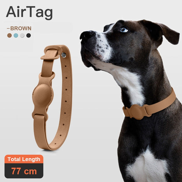 Leather Pet Adjustable Apple Airtag Tracker Anti-Lost Case Collar