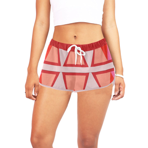 Shades of Red Patchwork Women's All Over Print Relaxed Shorts (Model L19)