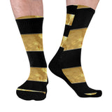 Black Gold Stripes Mid-Calf Socks (Black Sole)