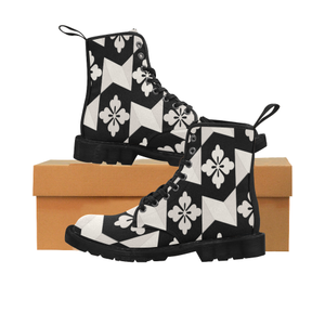Black White Tiles Martin Boots for Women (Black) (Model 1203H)