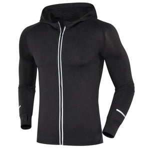 Men Jackets Sports Coat Corset Hooded Breathable Quick Dry Reflective Zipper