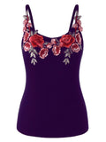 Women Embroidery Women Cami Tank Top Plus Size Slim Sleeveless Camisole Spaghetti Strap