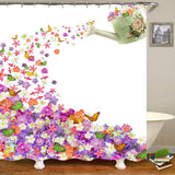 Butterflies Flying Waterproof Polyester Fabric Shower Curtain