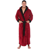 Men's Bathrobe Lengthened Plush Shawl Clothes Long Sleeved Hooded