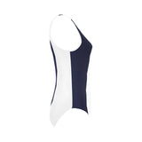 Blue White Stripes Vest One Piece Swimsuit (Model S04)