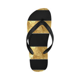 Black Gold Stripes Flip Flops for Men/Women (Model 040)