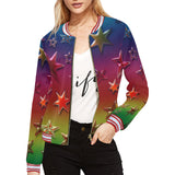 Rainbow Stars All Over Print Bomber Jacket for Women (Model H21)
