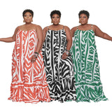 Women Plus Size Loose Printing Halter Long Beach Dress