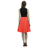 Pomegranate Solid Melete Pleated Midi Skirt (Model D15)