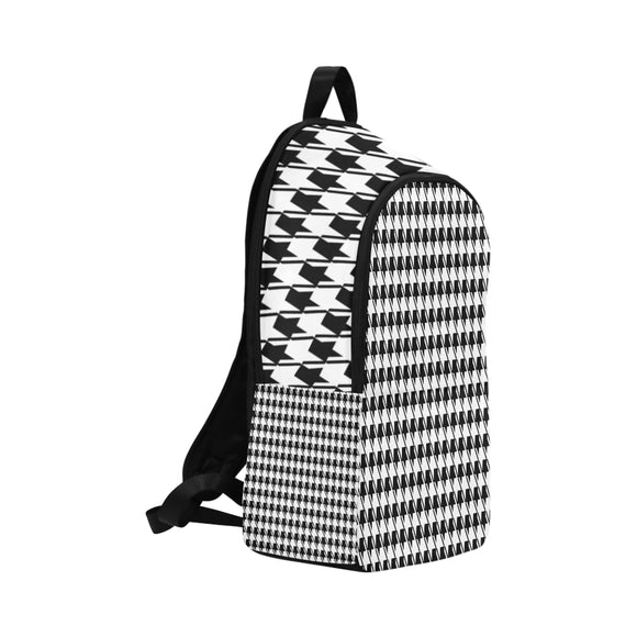Black White Houndstooth Fabric Backpack for Adult (Model 1659)