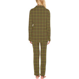 Gold Olive Plaid Women's Long Pajama Set (Sets 02)