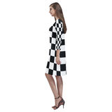 Black White Checkers Rhea Loose Round Neck Dress(Model D22)