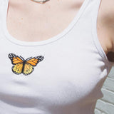 Women Butterfly Embroidery Streetwear Sleeveless Cropped Top