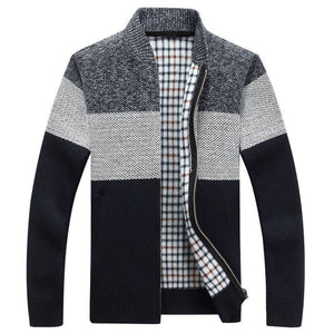 Men's Jackets Thick Cardigan Brand Clothing Gradient Knitted Zipper Coat
