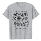 Plant These Harajuku Save The Bees Women's Wildflower Graphic Cotton T-shirt