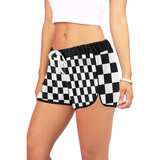 Black White Checkers Women's All Over Print Relaxed Shorts (Model L19)