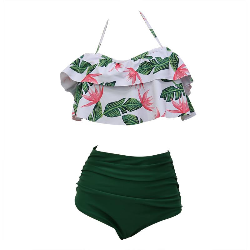 Women's Two Piece Bikini Set Double Ruffle Swimwear – Rockin Docks