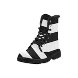 Black White Stripes Martin Boots for Women (Black) (Model 1203H)