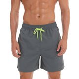 Men Breathable Sports Swimwear Solid Colors Elastic Waist Shorts