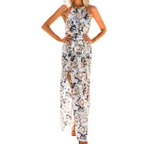 Women Bohemian Style Long Sleeveless Maxi Floral Print Dress