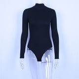 Women Cryptographic Turtleneck Long Sleeve Stretch Solid Bodysuit
