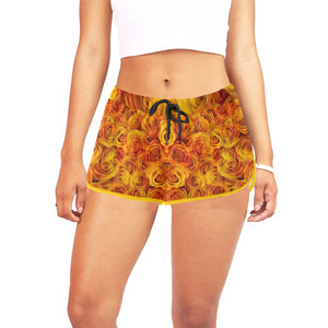 Grenadier Tangerine Roses Women's All Over Print Relaxed Shorts (Model L19)
