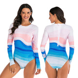 Women Diving One Piece Swimsuit Print Long Sleeve Women Swimwear Surfing Rashguard