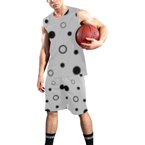 Black Polka Dots All Over Print Basketball Uniform