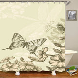 Butterflies Flying Waterproof Polyester Fabric Shower Curtain